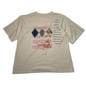 Makaveli Tupac VTG Y2K Embroidered Tee T-Shirt Rap Hip Hop FLAW Tan Mens 3X